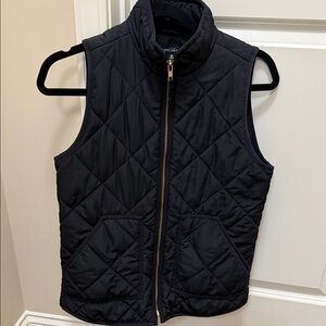 J.Crew Mercantile Black Quilted Vest with Gold Zipper
